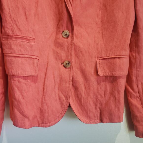 J Crew Schoolboy Blazer Women's 0 Peach Coral 2 Button Closure Lined - Picture 7 of 15